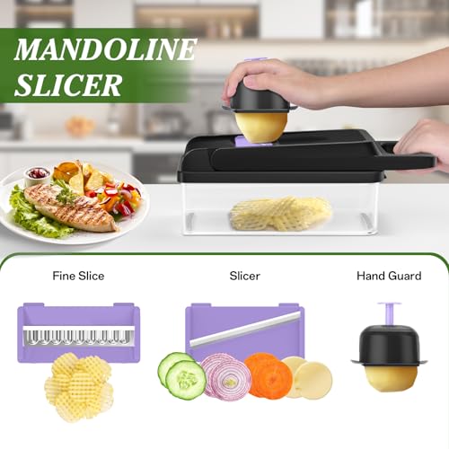 Veggie Chopper Vegetable Cutter (Purple / 7 blades)