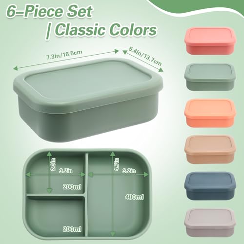 6 Pcs Silicone Bento Box (6 Count)