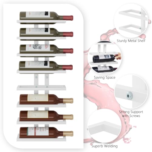8 Tier Wall Mount Wine Rack (1 Pack (8 Bottles) / White)