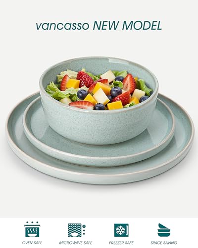 ANYA 24 Pieces Plates and Bowls Set (Mint Green / 24 Pcs (Service for 8))