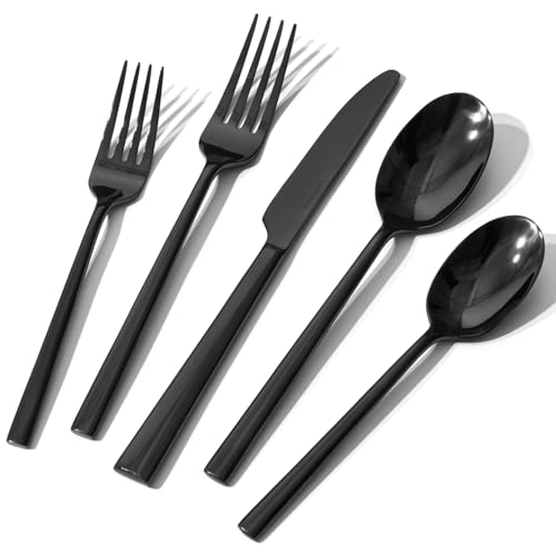 Black Silverware Set for 12 (60-Piece / Black)