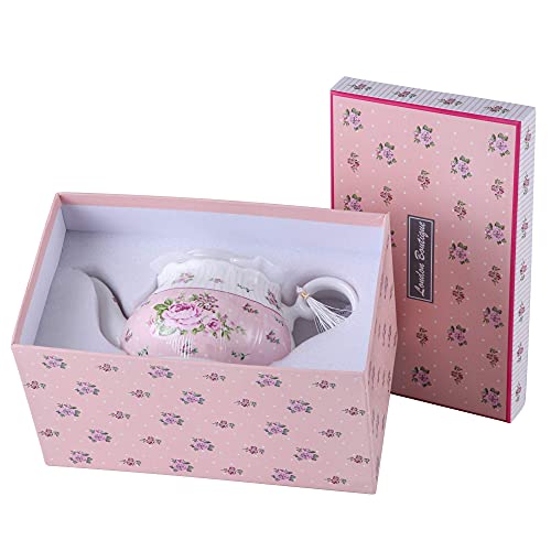 Porcelain Teapot Sugar Bowl and Cream Milk Jug Shabby Chic Vintage Floral in Gift box 40oz