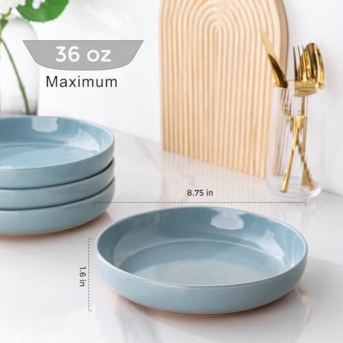 8.75'' Large Ceramic Pasta Bowls (Stone Blue(8.75inch))