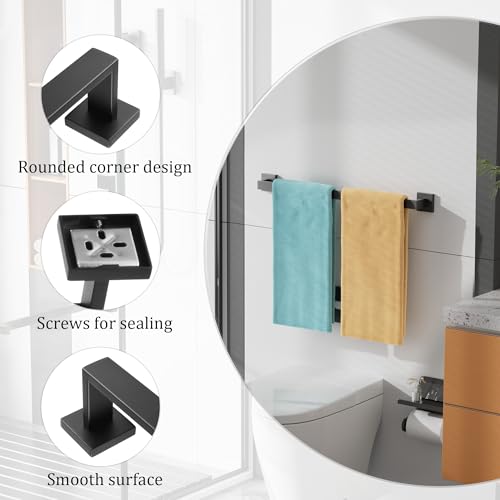 Towel Bar for Bathroom Wall Mounted 24 Inch (Single 24 Inch(Assemble) / Matte Black)