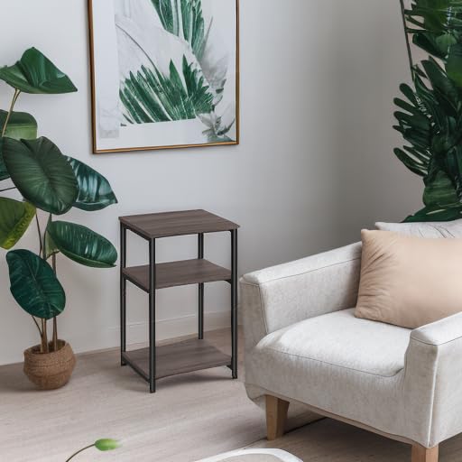 Side Table Small End Table (Chestnut Brown + Ink Black)