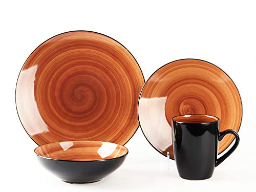 16 Piece Dinnerware Set (16pc Set / Mix Cobalt, Mocha, Rose, Spice)