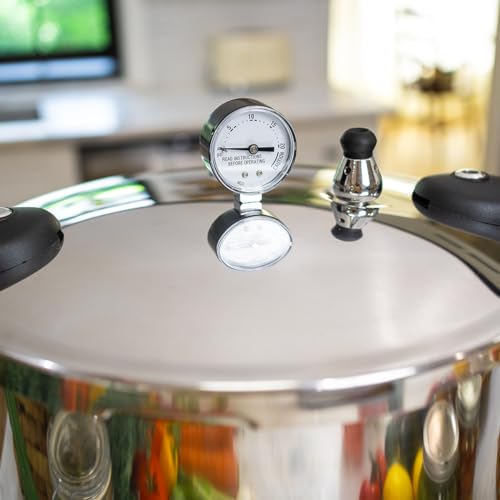 Pressure Canner Release Valve Aluminum Canning Pot Cooker Pot Stove Top with Pressure Gauge Instant Fast Cooking Pot Stewing Locking System (23.3 Quarts)