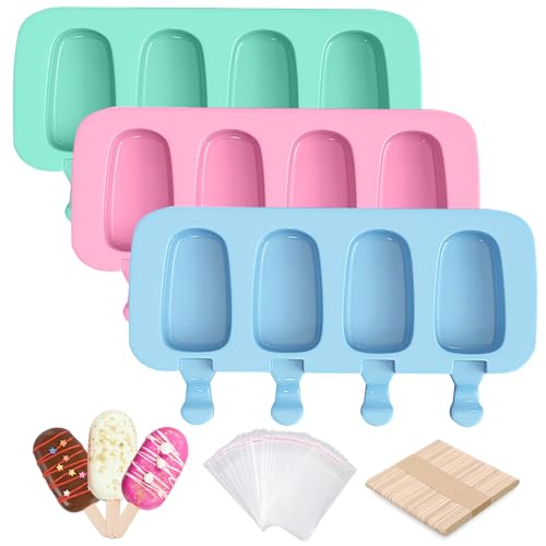 Popsicle Molds Set of 3 (Pink, Bule, Green / Large)