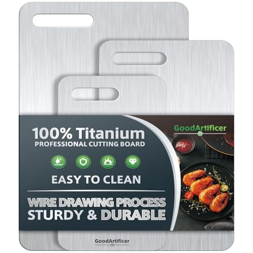 Titanium Cutting Boards Set of 3 (Silver / 16"L*10"W+13"L*8"W+10.5"L*6.5"W)