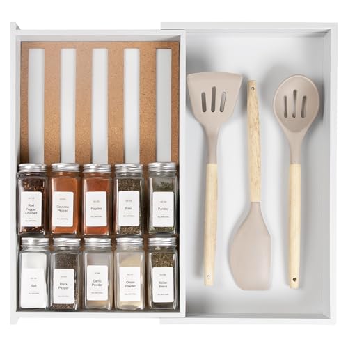 Expandable Spice Drawer Organizer (White Bamboo)