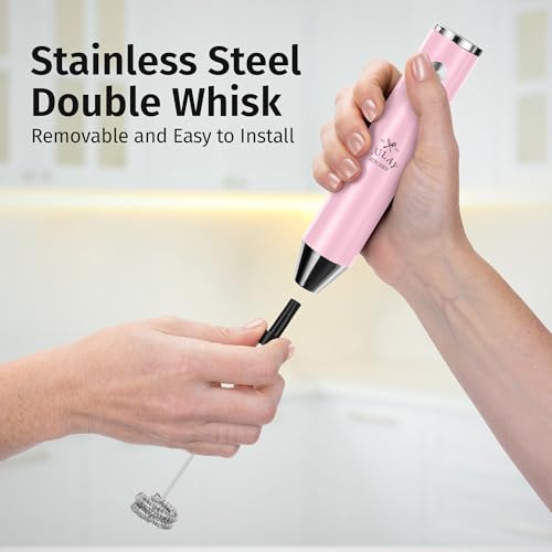 Rechargeable Milk Frother Handheld (Lux Pink Salt / Rechargeable Z1 Motor Max)