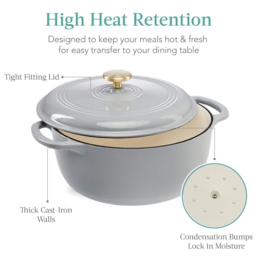 6 Quart Enamel Cast (French Gray / 6qt Round)