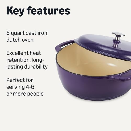 Enameled Cast Iron Dutch Oven Pot with Lid (Purple / 6-Quart)