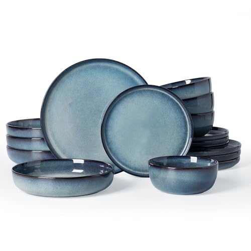 Milkyway 16 Piece Dinnerware Set with Pasta Bowls (Dusty Blue / Service for 4 (Include Pasta Bowls))