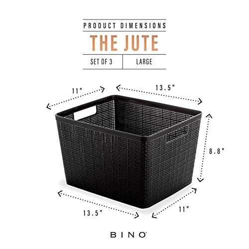 Woven Plastic Basket (Black / 3PK- L)
