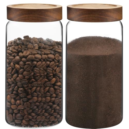 Glass Jar with Screw Top Lid 37oz Borosilicate Glass Spice Jars Seasoning Containers Kitchen Glass Food Storage Canisters for Pantry Liquid Tea Bath Salts Fermenting (2×1100ml(37oz))