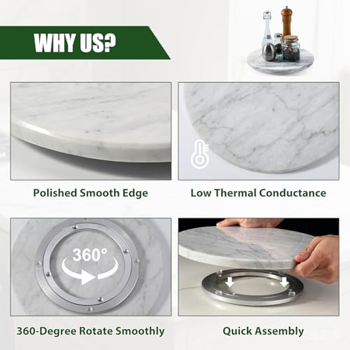 12" Marble Lazy Susan Turntable (Bianco Carrara / 12")