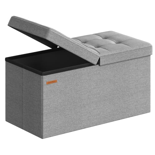 30 Inches Storage Ottoman (Light Gray / 15"D x 30"W x 15"H (with Flipping Lid))
