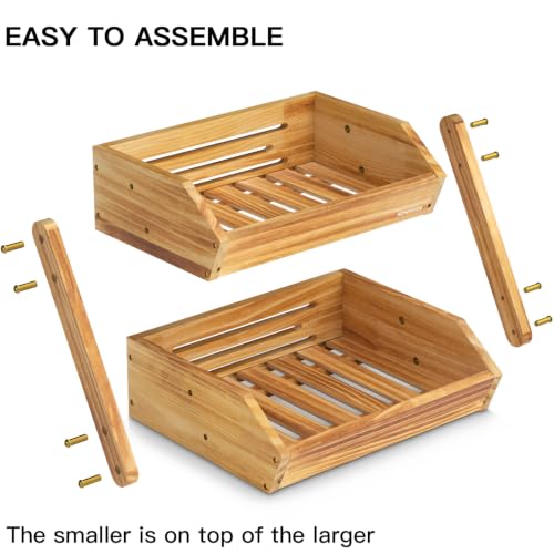 2 Tier Pine Wood Fruit Basket (Pine Wood / 2-Tier)