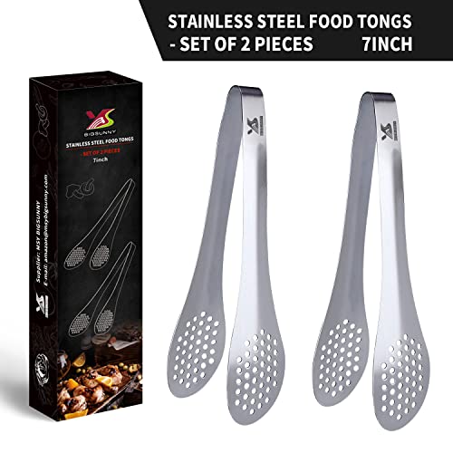 7inch Food Serving Tongs Stainless Steel Buffet Tongs (silver 7" Serving Tongs)