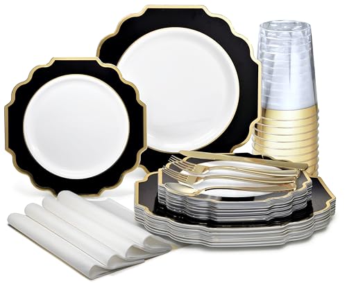 OCCASIONS " 640 Piece set (640 Piece (80 Guest) / E. Imperial Black & Gold)