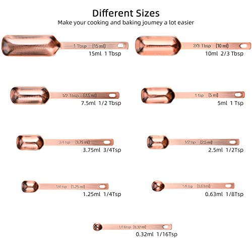 Copper Measuring Cups and Spoons Set