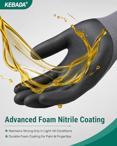 W5 Foam Nitrile Coated Work Gloves for Men & Women (12 Count)