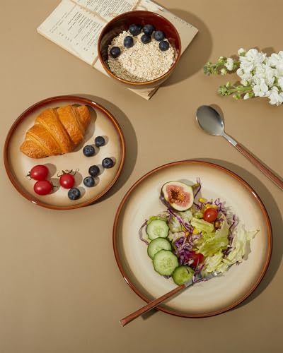 Ceramic Dinnerware Sets for 6 (Brown Yellow / Set (18pcs))