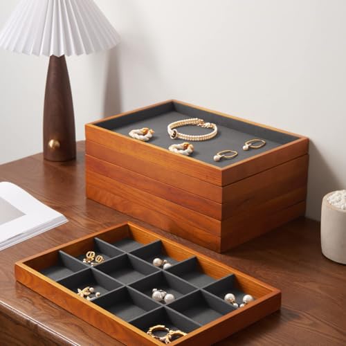 Solid Wood Jewelry Tray (Grey 24 grid tray)