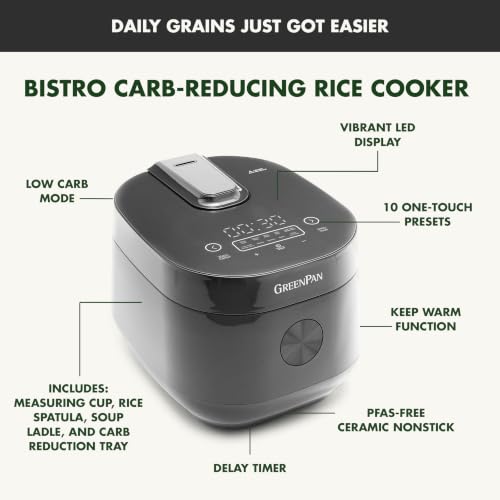 Rice Cooker 8 Cups Cooked (Graphite / 4 Cups / Carb-Reducer Pro)