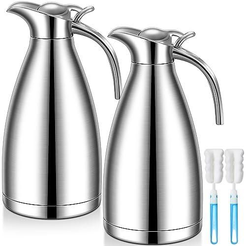 2 Pcs 68oz Thermal Coffee Carafe for Keeping Hot (Silver)