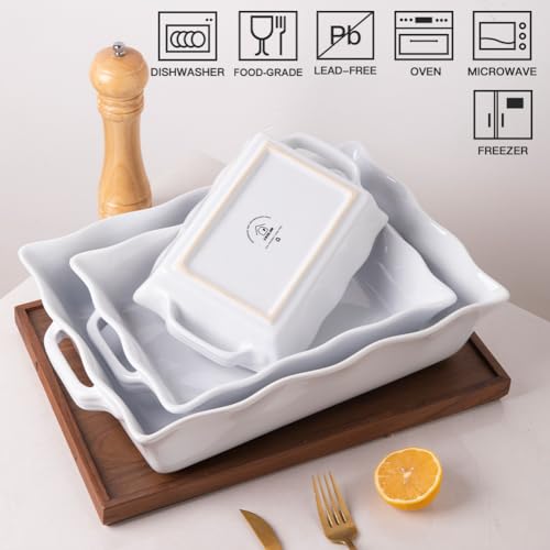 Sweejar Casserole Dishes for Oven (White New / Baking dish(Set of 3))