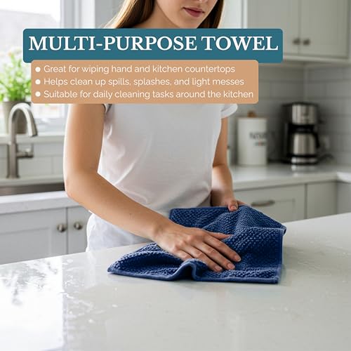 Kitchen Towel Set 8 Pc 4 Dish Cloths (Terry - Indigo / Kitchen Towel Set - 8 Pack)