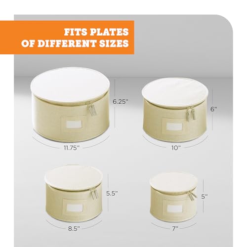 4 Piece China Plate Storage Set (Cream / 4 Piece Hard Shell Set for Plates)