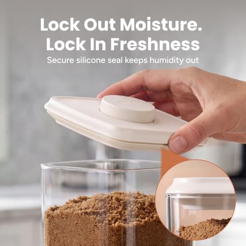Glass Airtight Food Storage Containers with Pop Lids (White)