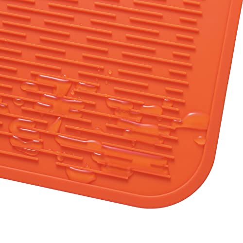 Silicone Dish Drying Mat for Multiple Usage (Orange / 24"L x 18"W)