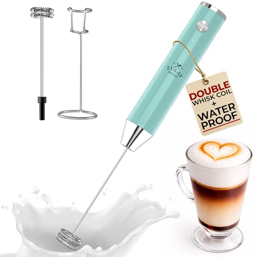 Rechargeable Milk Frother Handheld (Lux Blue Teal / Rechargeable Z1 Motor Max)