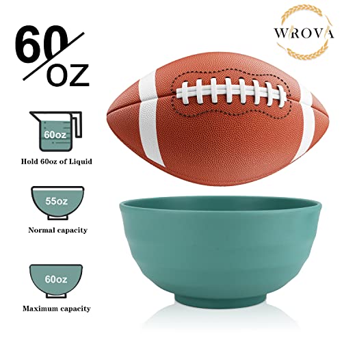 Wheat Straw Bowls Set 60 OZ Unbreakable Large Cereal Set of 6 (60 oz / Yellow,Orange,Blue,Green,Beige,Navy Blue)