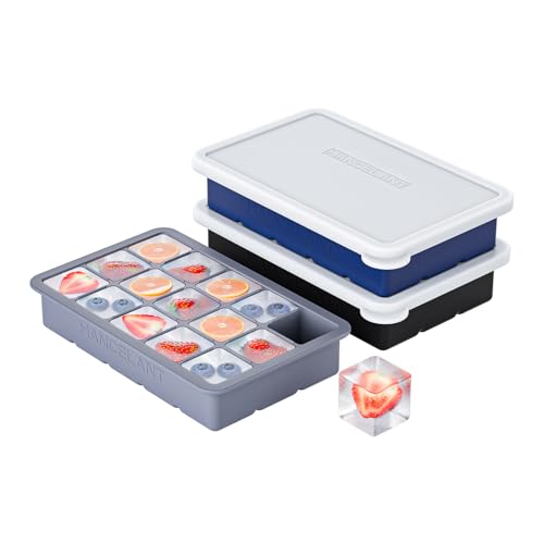 Silicone Ice Cube Tray 3 Pack (Ice Cube Tray 3 Pack / Black+Gray+Navy)