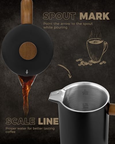 POLIVIAR French Press Coffee Maker (Black)