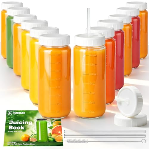 Glass Juice Bottles (Transparent / 16 oz, 2.4 in x 6.4 in)