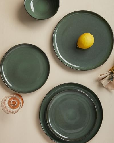 Stoneware Dinnerware Sets for 8 (Forest Green / Set (24pcs))