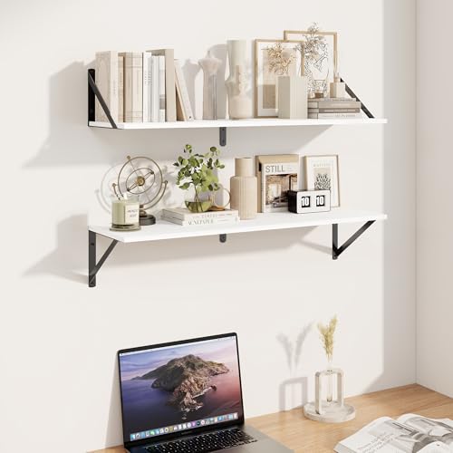 White Deep Floating Shelves for Wall