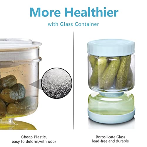 Pickle Jar with Strainer Flip (34oz Blue)