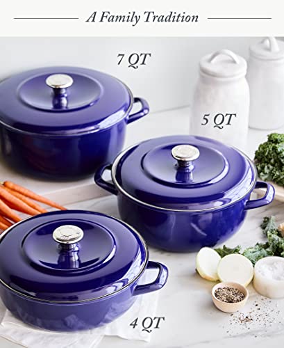 7QT Round Dutch Oven Casserole Pot with Lid (7QT Covered Casserole / Cobalt Blue)