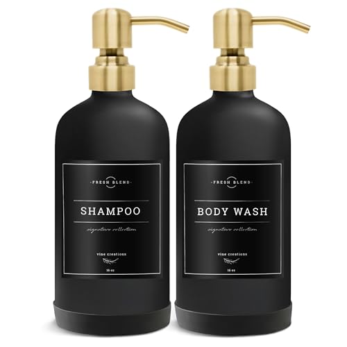 Black Glass Soap Dispenser (Matte Black Bottle / Brushed Gold Pump)