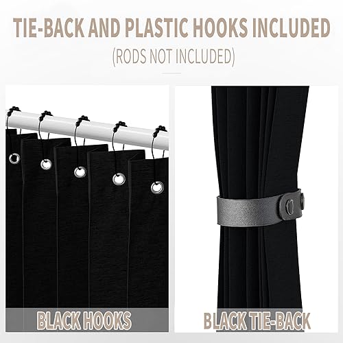 Closet Door Curtain Room Divider Drapes (Black / 39"W x 78"L (Pack of 1))