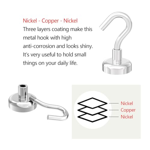 Heavy Duty Magnetic Hooks with 0.79" Dia Magnetic Base (24 Count)