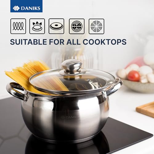 Classic 6 Piece Stainless Steel Cookware Set with Glass Lids (6-pcs Set)