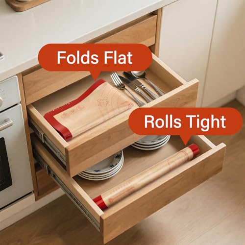 Non Slip Silicone Baking Mat (Red-Brown / 28"L x 20"W)